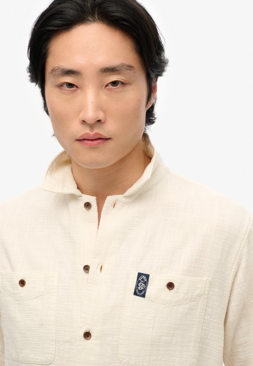 Superdry The Merchant Store Overhemd met korte mouwen en textuur Heren Shirts Creme