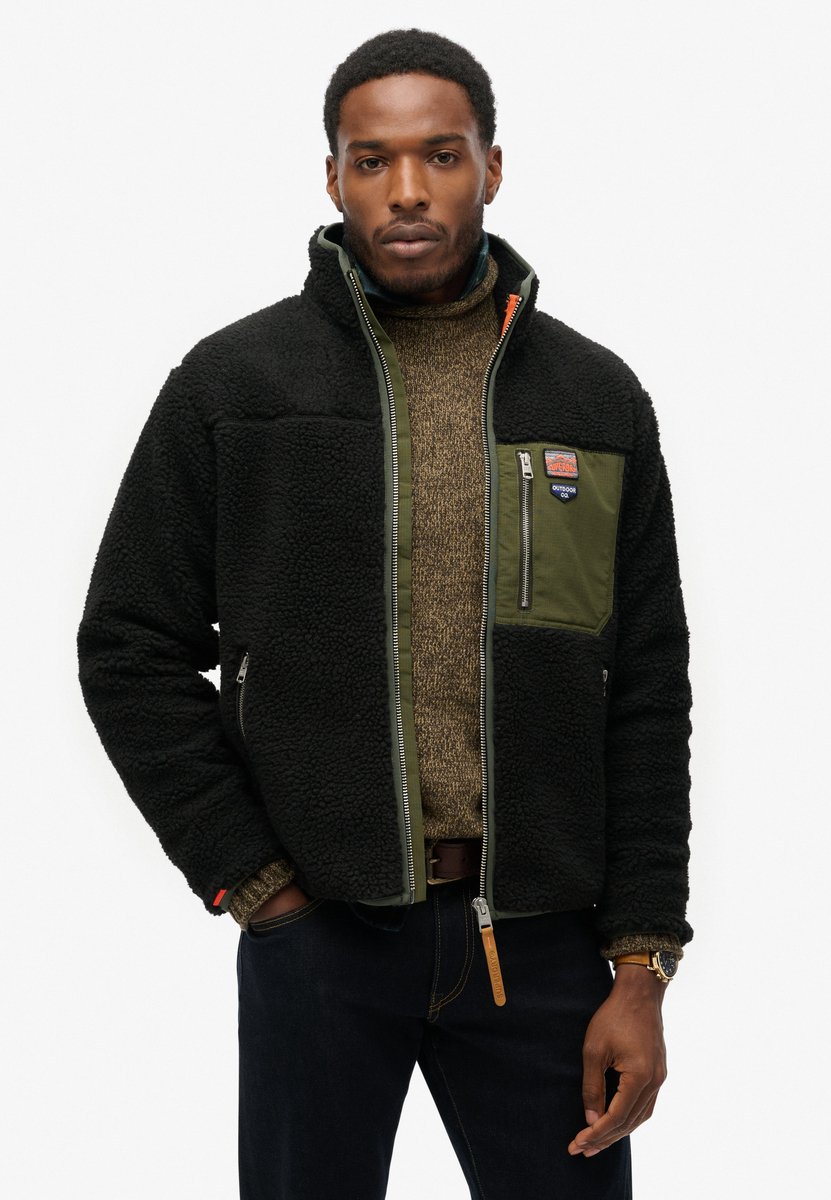 Superdry Vintage Retro Full Zip Fleece Jas Heren Zwart