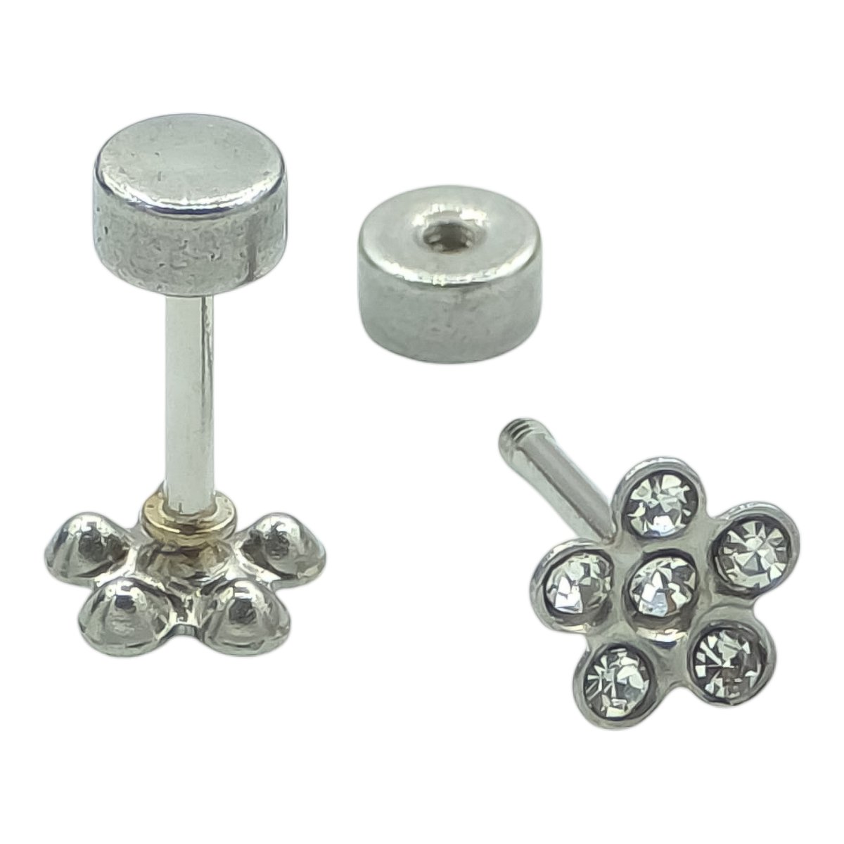 Kleine bloem oorknopjes voor meisje - Premium staal met steentjes - 6 mm