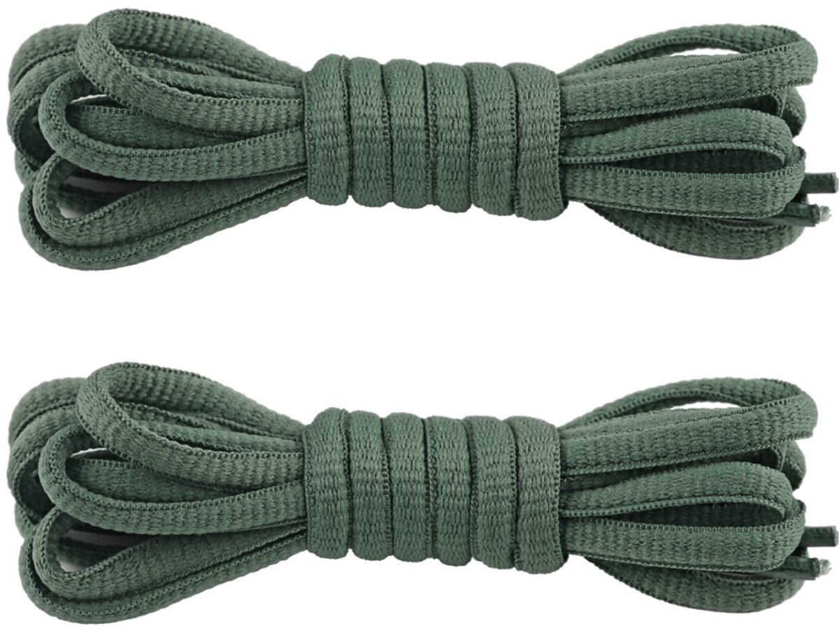 Fako Fashion - Schoenveters - Veters - Ovaal - Soft - 6mm - 100cm - 1 Paar - 2 Stuks - Army Groen