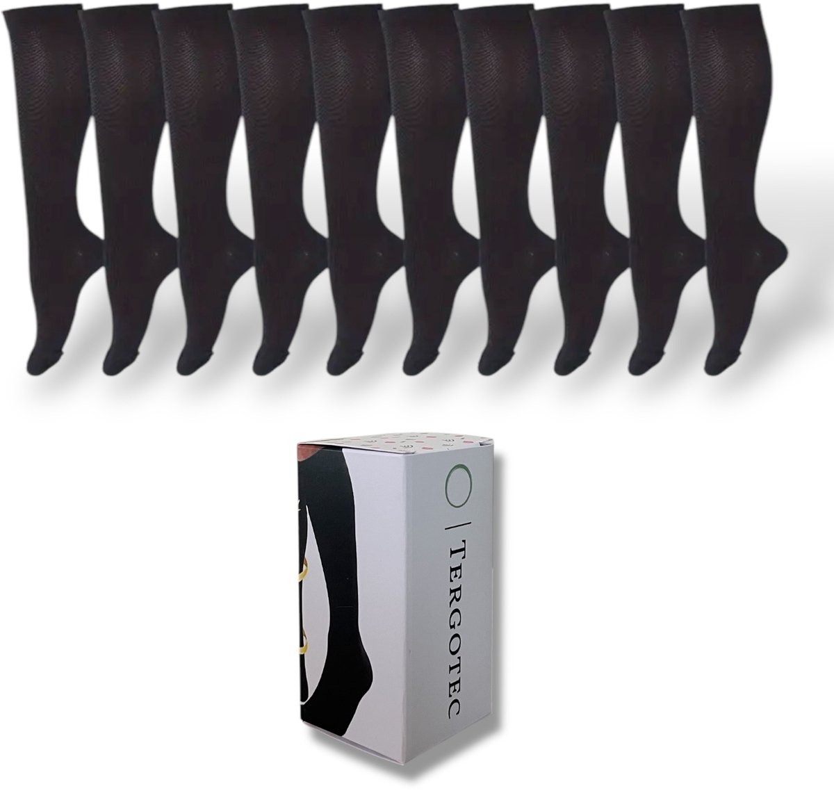 Qrola 10-Pack Premium Compressiekousen XXL (45–47) – Steunkousen voor Sport, Werk & Reizen