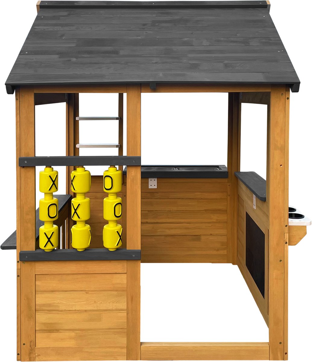 AXI Lynn Speelhuis in Bruin / Antraciet – Houten Speelhuisje met Speelkeuken, Boter, Kaas en Eieren spel en accessoires – FSC hout – Tuinhuisje voor kinderen - 10 jaar garantie! — afbeelding 7