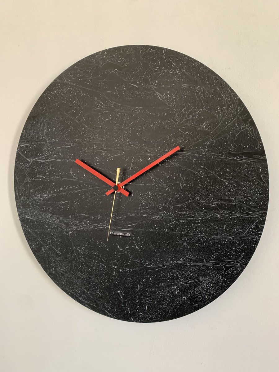 ChantalBrandO Wandklok BRETAGNE BLACK XL Modern Industrieel Design