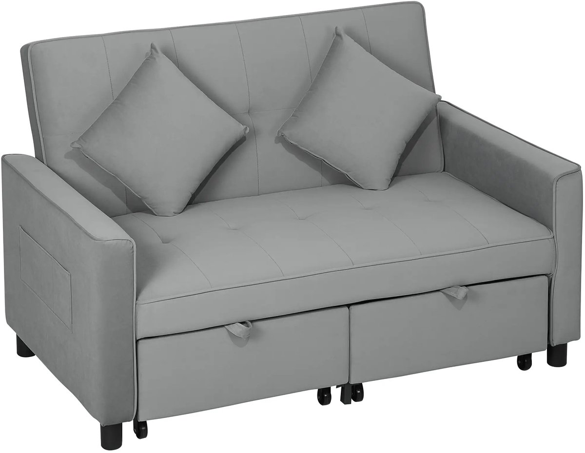 Slaapbank - Uitklapbaar - Slaapstoel - Logeerbed - Zetelbed - Slaapfauteuil - Vouwbed - 2 persoons - Zeer comfortabel - Grijs