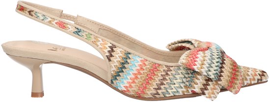 La Strada Slingback multicolor raffia met strik dames - maat 38