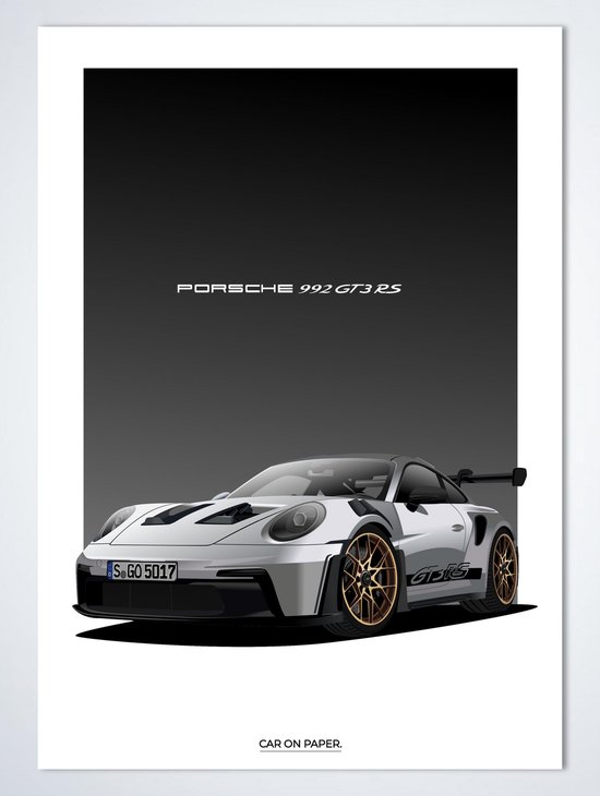 Porsche 911 GT3 RS Wit Poster - Autoposter A3 (29,7 x 42 cm ...