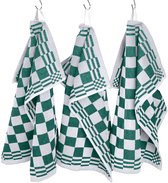 Lot de 3 torchons de cuisine - Line Horeca - Carreaux - Vert-Blanc