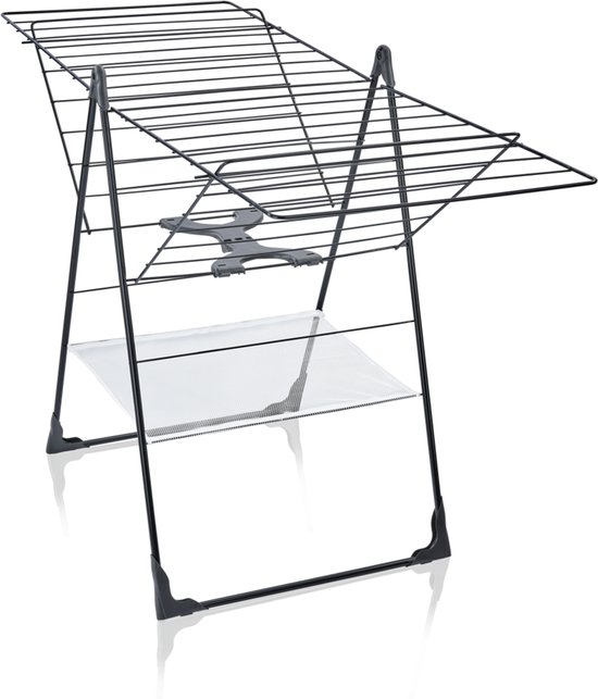 Zwart Classic 250 Flex droogrek met een witte onderplaat, op zwarte achtergrond.