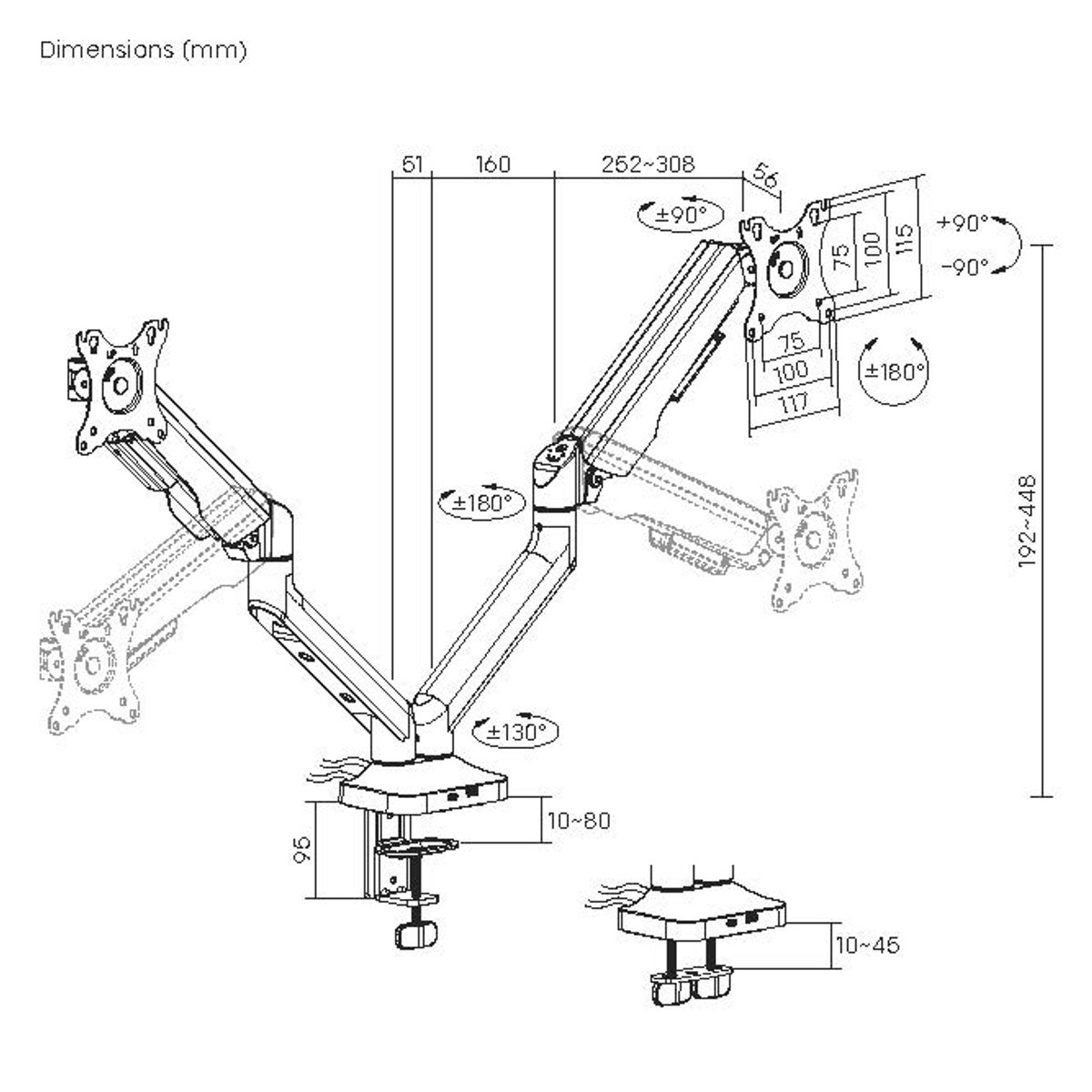 VDD Dubbele Monitor Arm - Monitor Beugel thumbnail 6