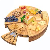 Villux Tapasplank - Borrelplank - Serveerplank - Kaasplank - Hapjesplank - Inclusief Kaasmesjes - Taspasplank Bamboe - Borrelplank Rond - Inclusief Ebook - ø 38 cm