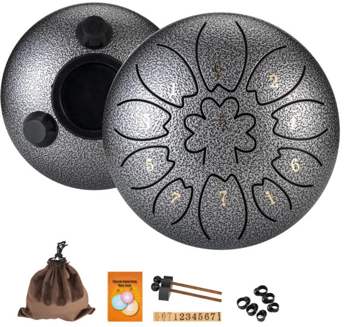 Livano Handpan - Tongue Drum - Steel - Regen - Klankschaal - Zilver
