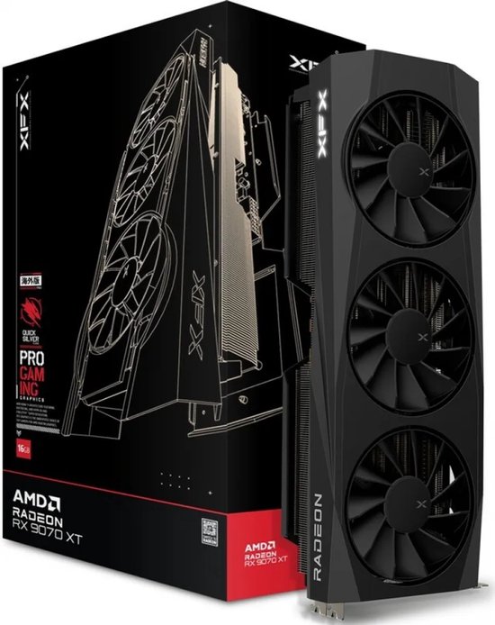 XFX Quicksilver AMD Radeon RX 9070XT Gaming Edition - Videokaart 16 GB GDDR6 - PCI Express 5.0 x16 - 1x HDMI, 3x DisplayPort