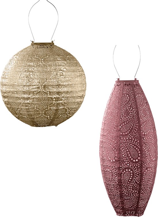 LUMIZ Solar Tuinverlichting - Tuinverlichting op zonne energie - Tuinverlichting - Buitenlampjes - Tuinverlichting op zonneenergie - Buitenverlichting - Buitenlamp - Decoratie - Primula Set - 2 stuks - Goud - Koper