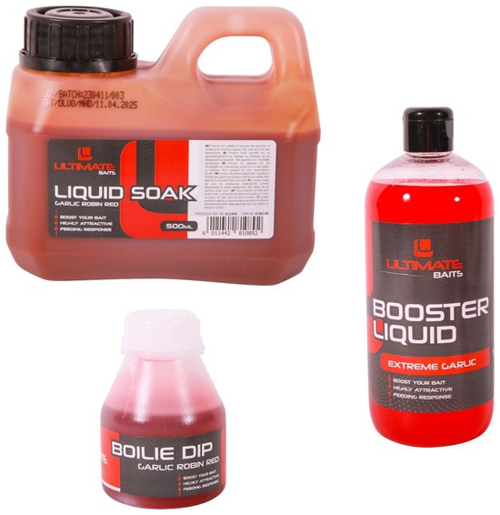 Pack liquide Ultimate Baits Ail/Rouge rouge | Liquide de bouillette