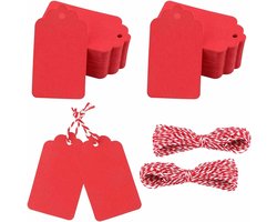100 stuks rechthoekig etiketpapier, hangende etiketten met touwtje, doe-het-zelf cadeaulabels voor kerst- en huwelijkscadeaus, doe-het-zelf-knutselwerkjes