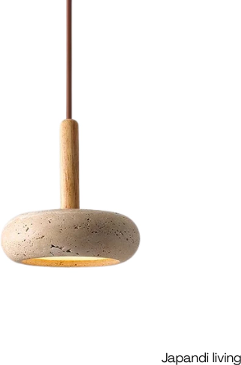 Japandi Living Hanglamp - Beige Wabi Sabi Lamp - Minimalistisch Interieur - Japandi - Scandinavisch - Toilet - Hal - 15x5,5cm
