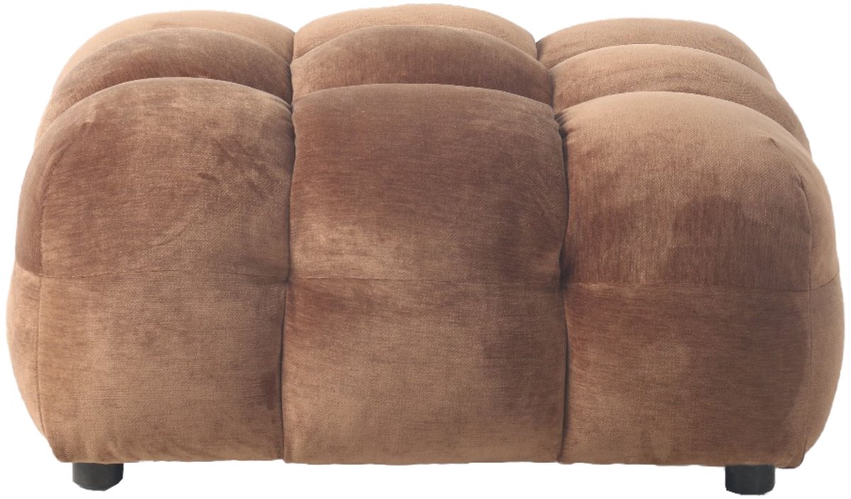 Dutchbone Hackman Hocker Velours Cognac Bruin