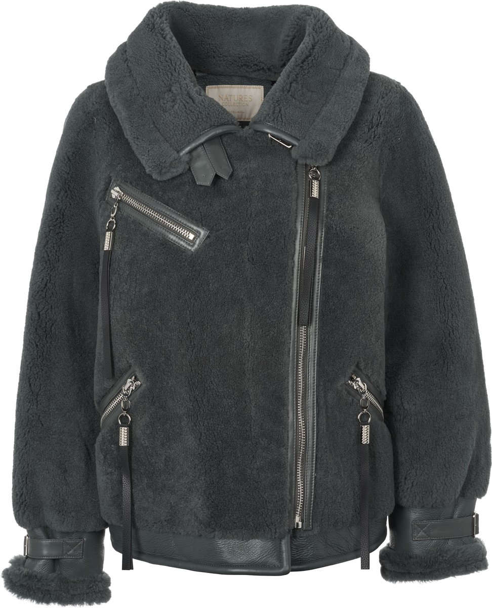 Natures Collection Nicki Jas Shearling schapenvacht Blauw
