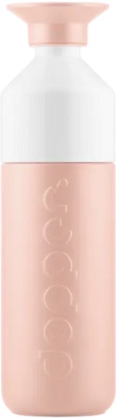 Dopper Insulated drinkfles in pebble peach met witte bovenkant en peach dop.