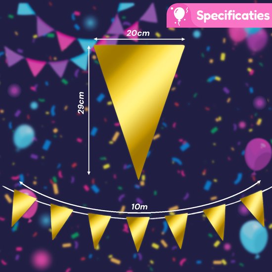 Q2P - Slingers - Verjaardag - Versiering - Gouden - Vlaggenlijn - Feestartikelen - Feest - Decoratie - Slinger - Goud