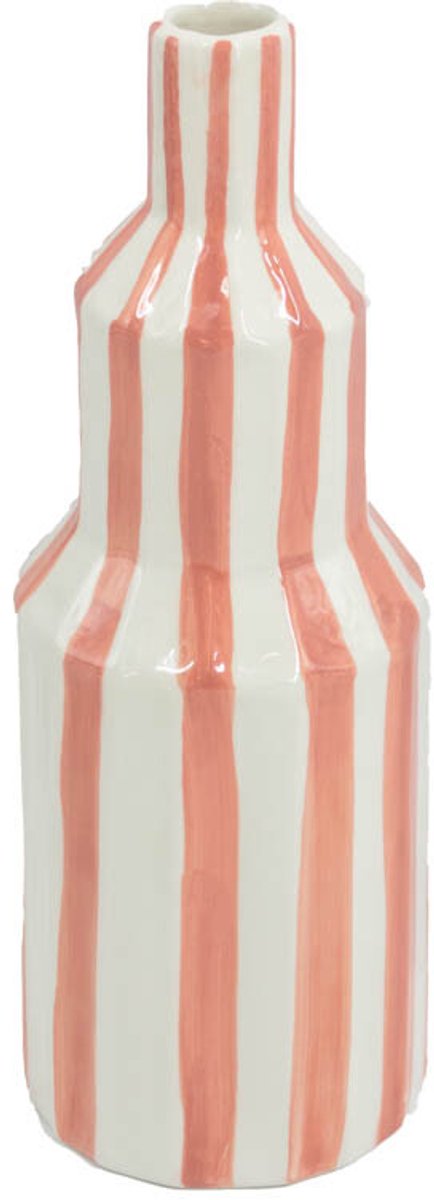 Homebound by Kolony HomeBound by KY | Aardewerk vaas stripe peach | bloemenvaas aardewerk gestreept Roze