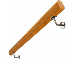 Houten trapleuning - 30cm - 2 bevestigingspunten - Lange antislip houten leuning - met 2 roestvrijstalen beugels