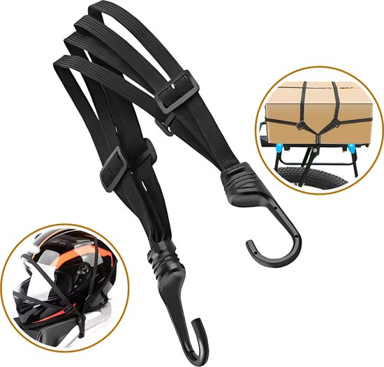Luxamore® DualBind Fietsnelbinders – Universele Snelbinder 60 cm – Elastische Spinbinders met Haken – Voor Fiets, Motor & Bagagedrager