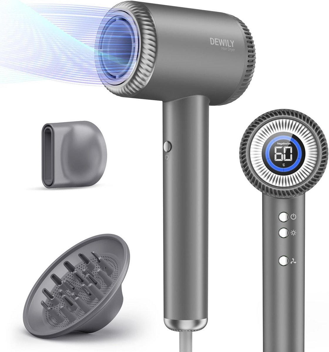 Krachtige Haardroger met 110.000 tpm en Magnetische Diffuser – Snelle Droging & Stil
