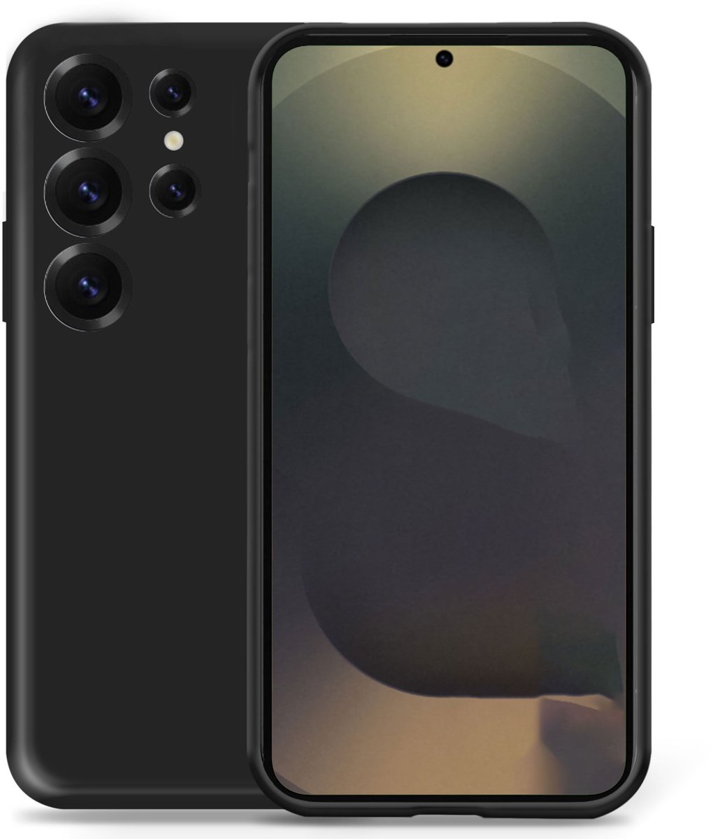 Technow hoesje geschikt voor Samsung S25 Ultra - Liquid Back Case Cover Zwart
