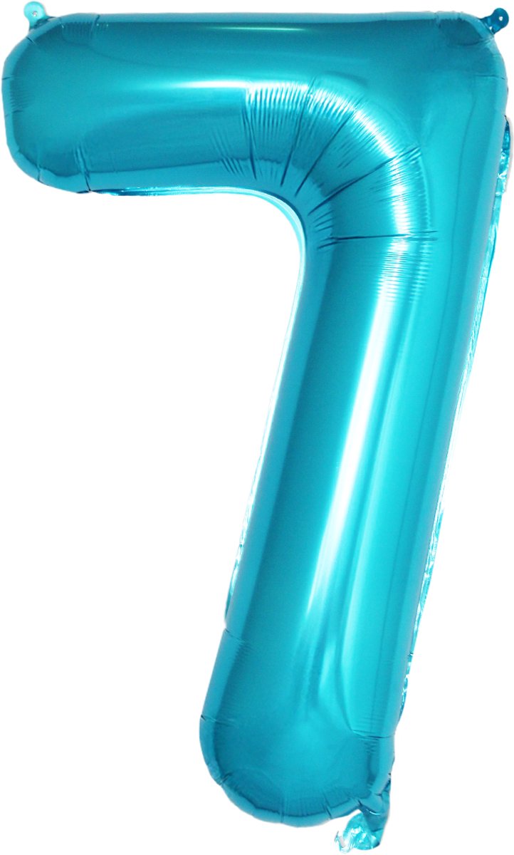 Folie Ballon Cijfer 7 Jaar Cijferballon Feest Versiering Folieballon Verjaardag Versiering Blauw XL 86Cm Met Rietje
