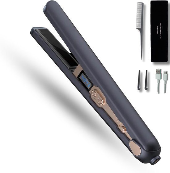 Draadloze Stijltang - BBliss Oplaadbare Krultang en Stijltang - Lange Gebruiksduur - Voor Onderweg En Op Reis- Haarstyling - Styltang Voor Elk Haartype - Blauw