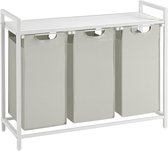 ACAZA Wasmand 3 vakken - 114 L - Wit - 92,5 x 33 x 71 cm