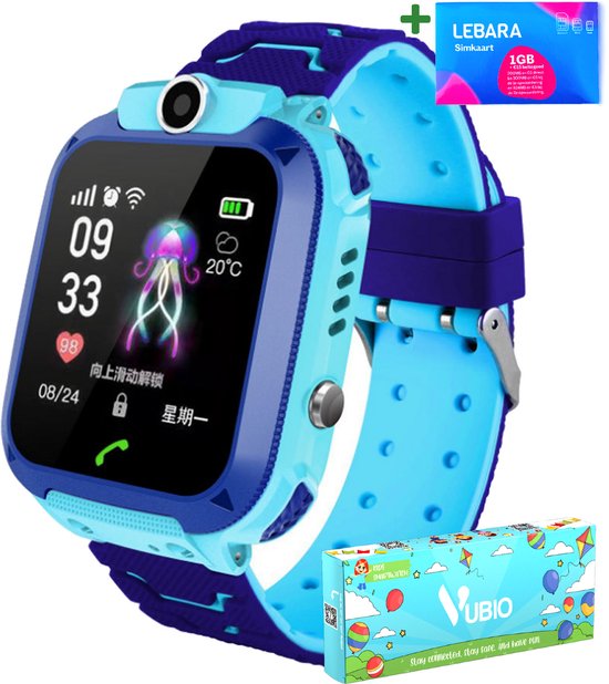 VUBIO B1 Kinder Smartwatch Blauw - Inclusief Simkaart - Bellen & Camera - Super Leuk Horloge Voor Kinderen Met Alles Wat U Nodig Heeft Voor De Veiligheid Van Uw Kind!
