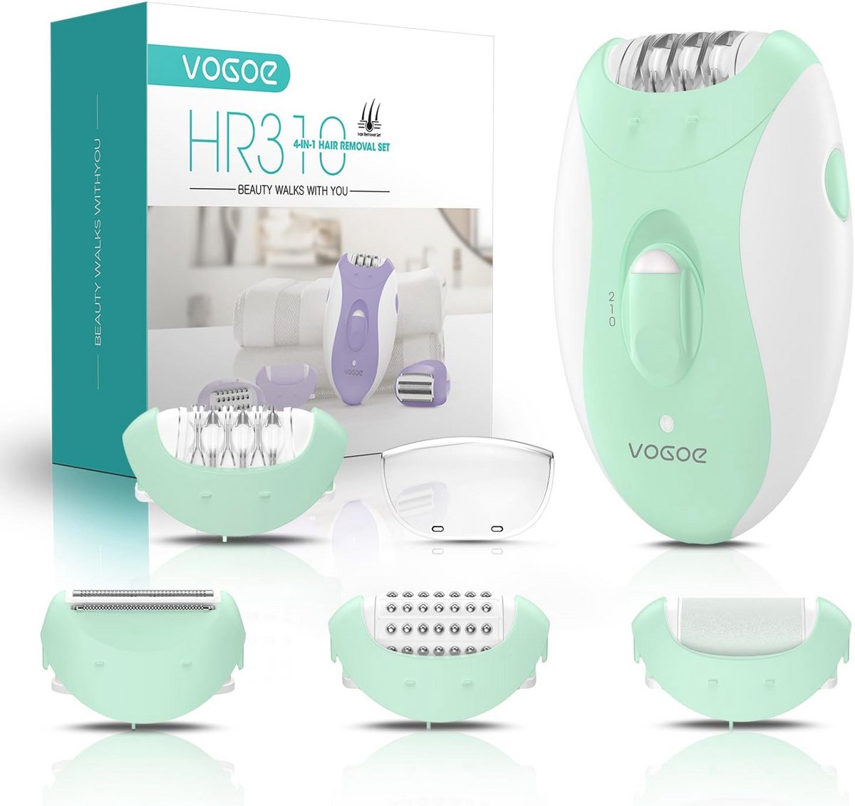 4-in-1 Draadloze Epilator voor Vrouwen - Pijnloze Ontharing voor Gezicht, Benen, en Bikinilijn