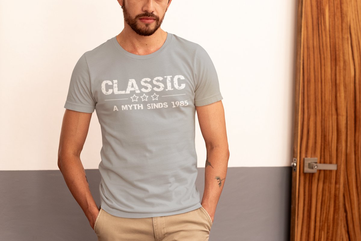1985 Jaar Grijs T-shirt Heren - Maat XXL - Classic - Verjaardag Cadeau Mannen - Limited Edition