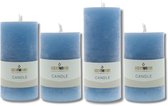 Set de bougies rustiques Scentmoods Ocean – Set de 4 bougies piliers et bougies de table aux tons bleu foncé