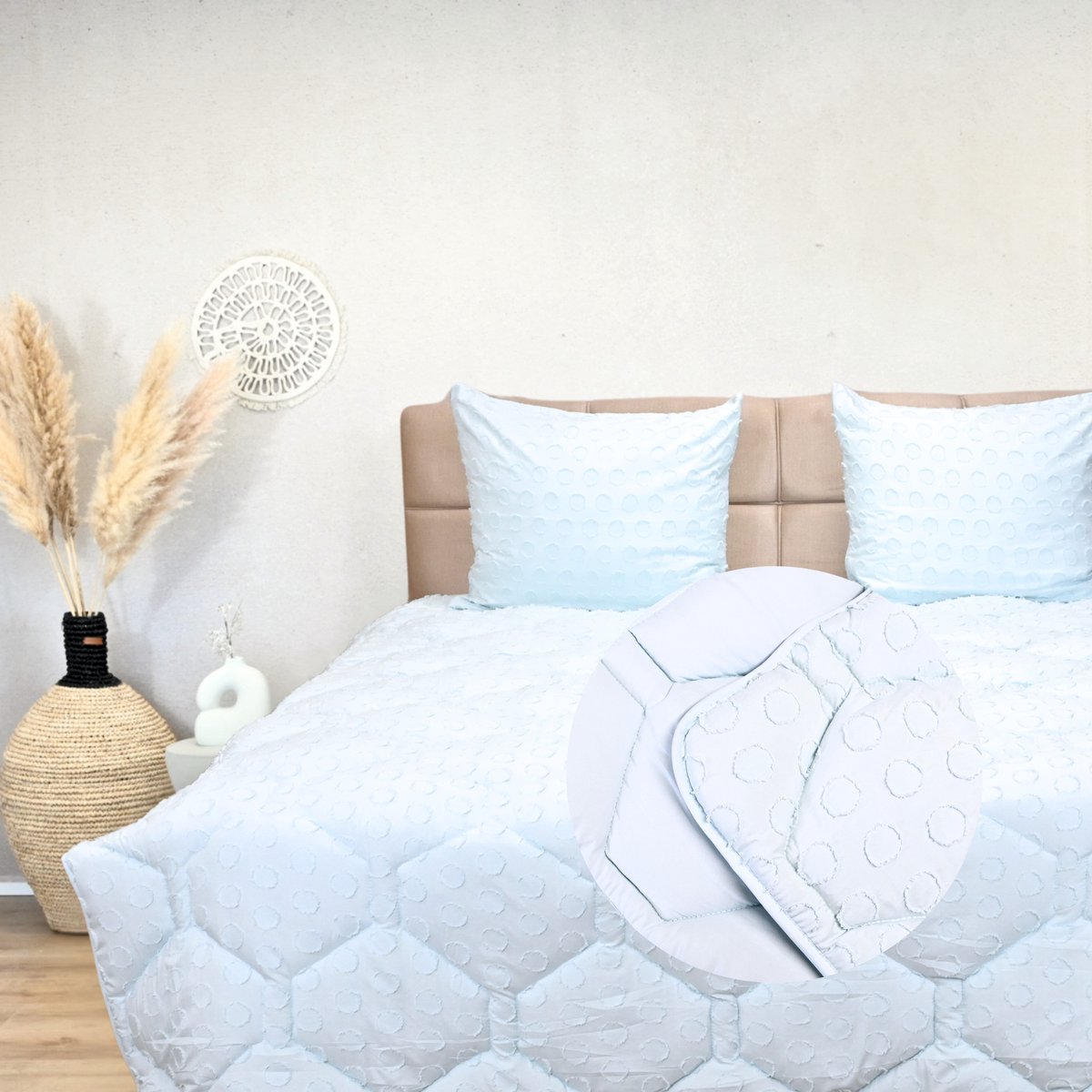 HappyBed Dekbed zonder overtrek 160x200 - Bedrukt dekbed zonder hoes - Hoesloos Dekbed met Print - Wasbaar - Twijfelaar dekbed - Ice Blue