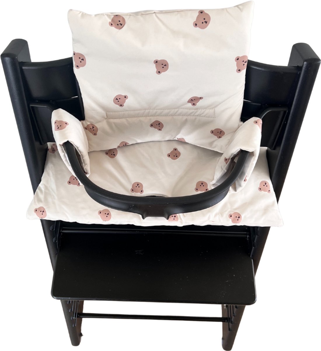 HHHK - Stokke Tripp Trapp kussenset - zitkussen en rugkussen - Wit met beertjes - Stoelverkleiner - Babyset kussen – foto 4
