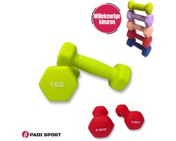padisport - Dumbell Neopreen set - 0,5 - 1 kg - gewichten set halters - mix Gewichten 1 kg - dumbellset - halterset - gewichtjes set 0,5 gewichten set 0,5 kg
