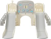 Playground Set 8-in-1 voor kinderen, vrijstaande marien dierenmotief ingesteld met glijbaan, gebogen tunnel, basketbalmand en telescoop, dubbele dia's voor peuters, klimframe voor kinderen