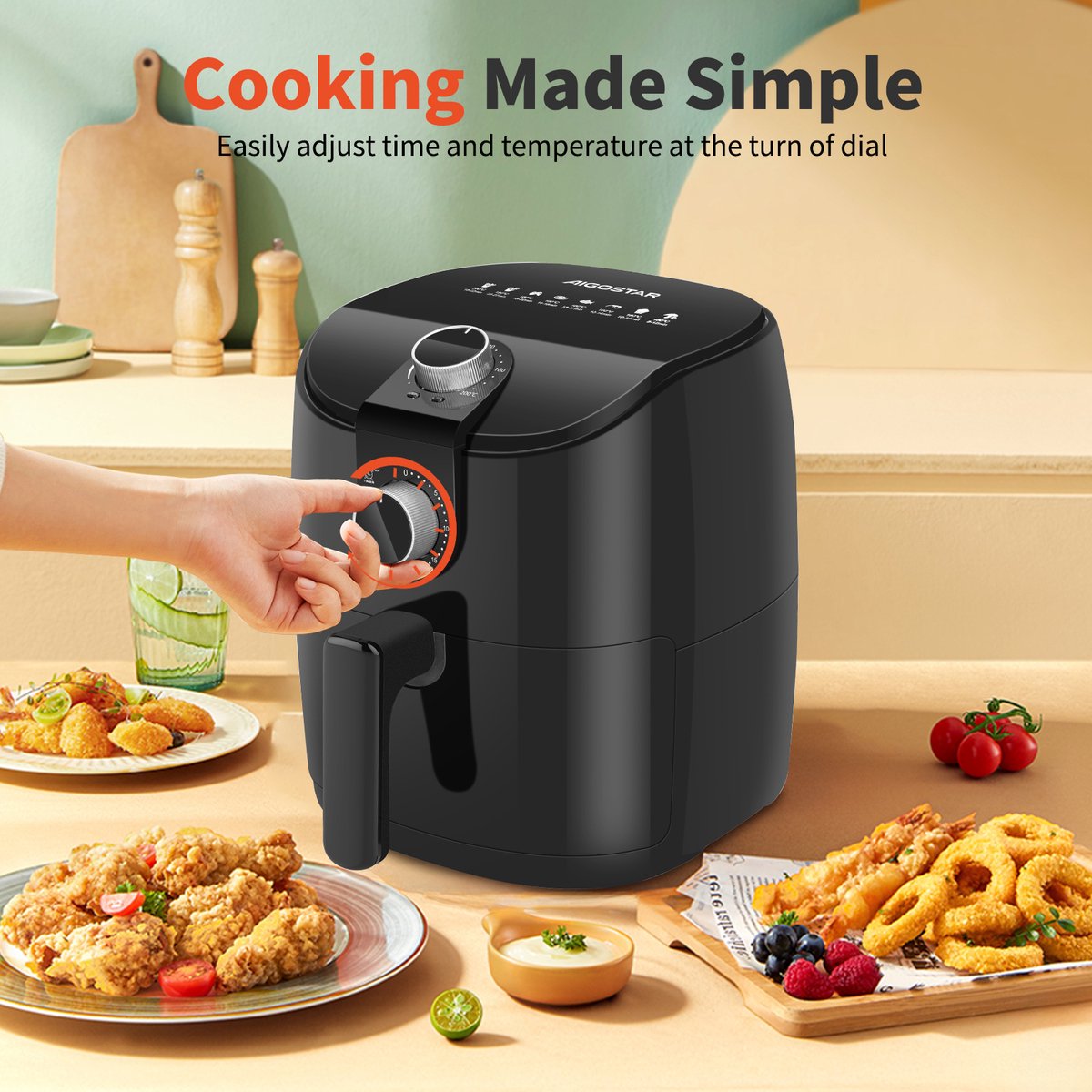 Afbeelding 3 van Aigostar Airfryer - Heteluchtfriteuse 4 liter - 1500W Zwart