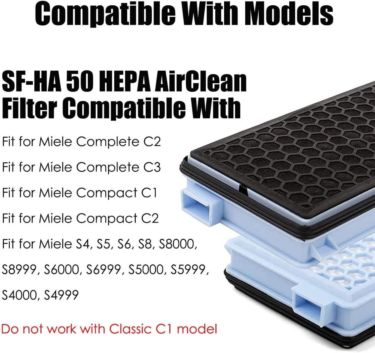 3 Sätze Filter für Miele Compact C1 & C2, Complete C2 & C3, S8340 Staubsauger, SF-HA 50 Hepa