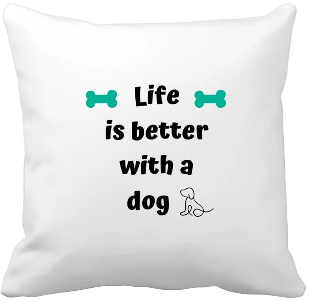 Akyol life is better with a dog Kussen hoes - Honden - honden liefhebbers - verjaardag - cadeau - kado - geschenk - 40 bij 40 cm Multicolor
