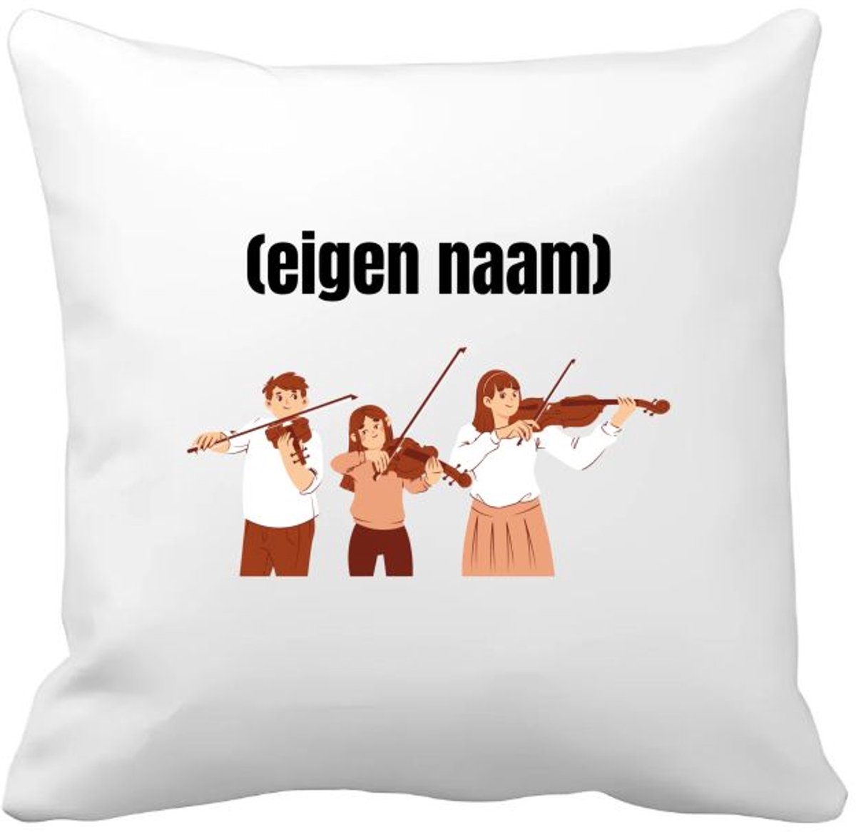 Akyol 3 mensen met violen Kussen hoes - Viool - muziek liefhebbers - met eigen naam - de echte viool liefhebber - cadeau - kado - 40 bij 40 cm Multicolor