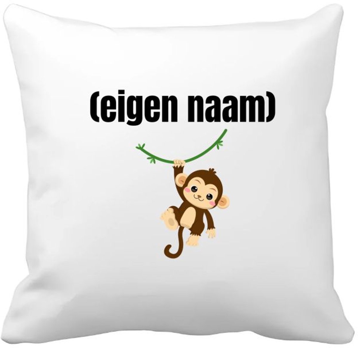 Akyol kleine aap met eigen naam Kussen hoes - Aap - apen liefhebbers - iemand die houdt van apen - verjaardag - cadeau - kado - 40 bij 40 cm Multicolor