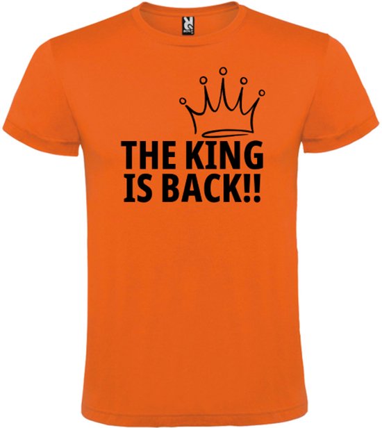 Koningsdag Party Shirt-Shirt met leuke tekst-Oranje-The King is back-Maat XXL