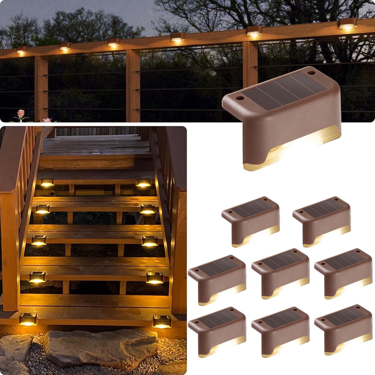 LED Wandlampjes op Zonne Energie - 8 Stuks - Solar Tuinverlichting - Tuinverlichting op Zonne Energie - Tuinverlichting - Tuinverlichting op Zonneenergie - Buitenlamp - Buitenverlichting Wandlamp - Kerst