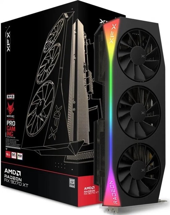 XFX Mercury AMD Radeon RX 9070 XT OC Gaming Edition - Videokaart - 16GB - GDDR6 - PPCIe 5.0 - 1x HDMI 2.1b - 3x DisplayPort 2.1a