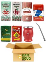 Yerba Mate Mixpakket - Starterspakket - Pipori, Taragui, Amanda, Sabrosa, Kharta Wit, Groen, Rietje en beker (6x 250 GR)