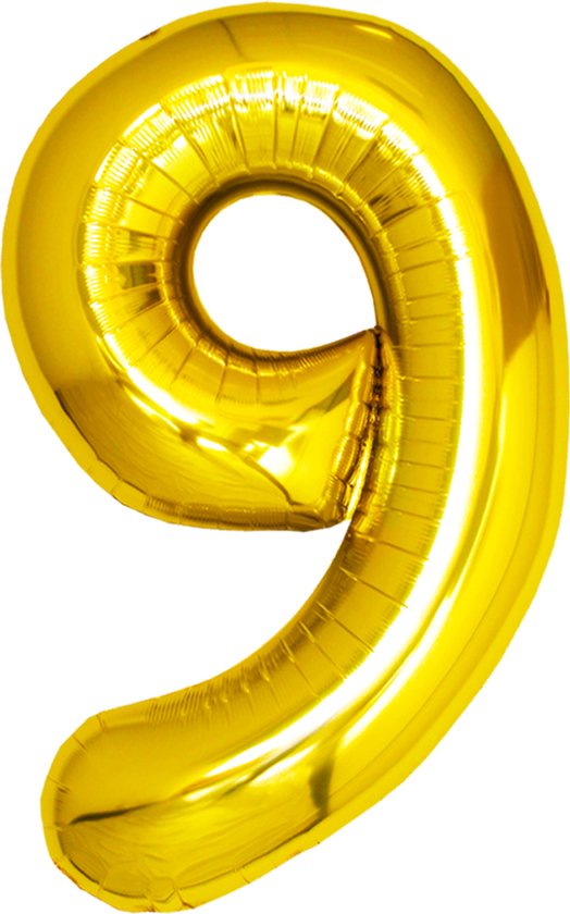Ballon aluminium numéro 9 ans or ballon d'anniversaire 86cm avec paille